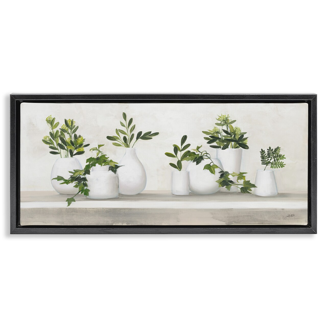 Stupell Industries Traditional Potted Cottage Plants Framed Floater Canvas Wall Art